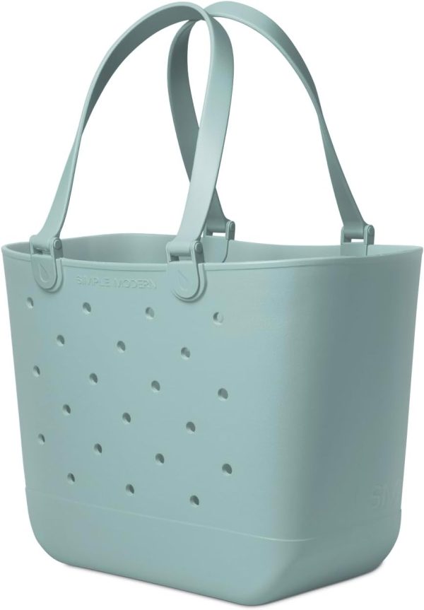 Simple Modern Extra-Large Beach Bag | Waterproof Getaway Rubber Tote with Zipper Pocket for Travel, Pool, Boat, Groceries, Sports | Sea Glass Sage - Image 2