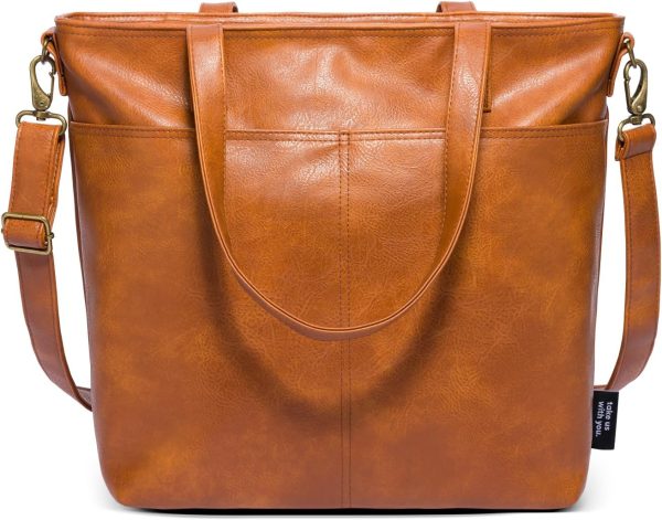 Simple Modern Vegan Leather Tote Bag for Women - Image 2