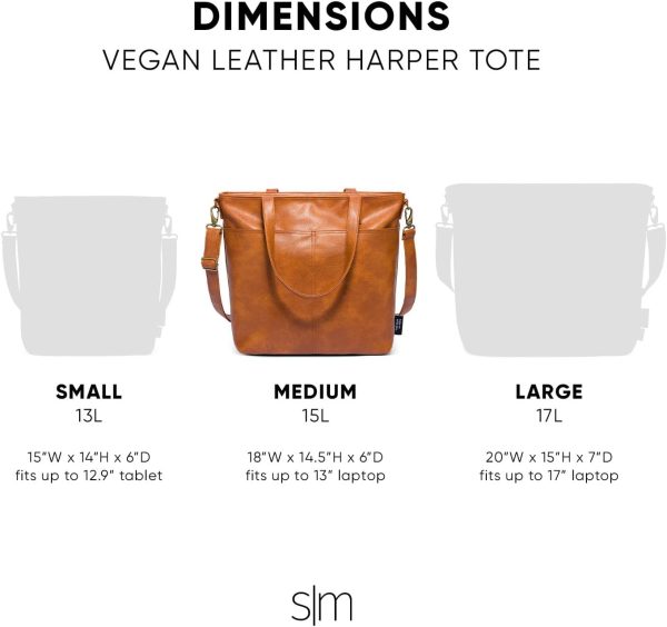 Simple Modern Vegan Leather Tote Bag for Women - Image 3