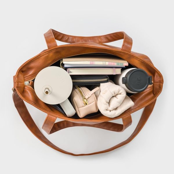 Simple Modern Vegan Leather Tote Bag for Women - Image 4