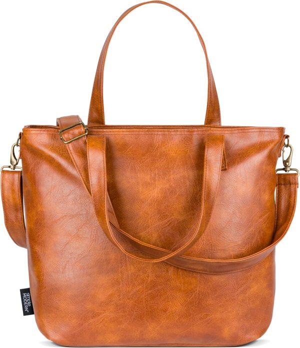 Simple Modern Vegan Leather Tote Bag for Women - Image 9