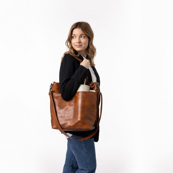Simple Modern Vegan Leather Tote Bag for Women - Image 24