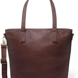 Simple Modern Vegan Leather Tote Bag for Women | Medium Work Purse with Compartments & Laptop Sleeve