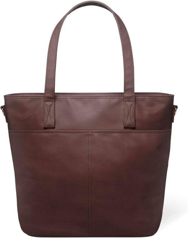 Simple Modern Vegan Leather Tote Bag for Women | Medium Work Purse with Compartments & Laptop Sleeve - Image 2