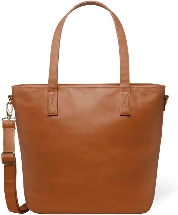 Simple Modern Vegan Leather Tote Bag for Women | Medium Work Purse with Compartments & Laptop Sleeve - Image 3