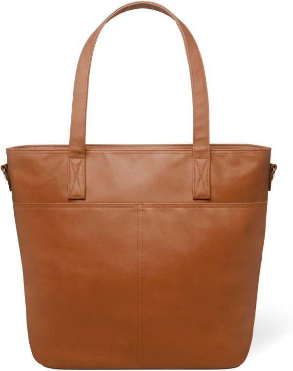 Simple Modern Vegan Leather Tote Bag for Women | Medium Work Purse with Compartments & Laptop Sleeve - Image 4