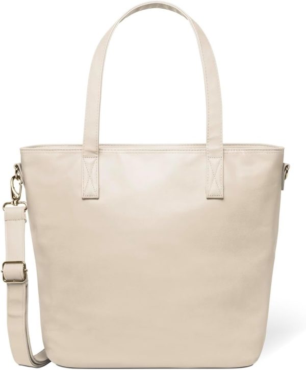 Simple Modern Vegan Leather Tote Bag for Women | Medium Work Purse with Compartments & Laptop Sleeve - Image 5