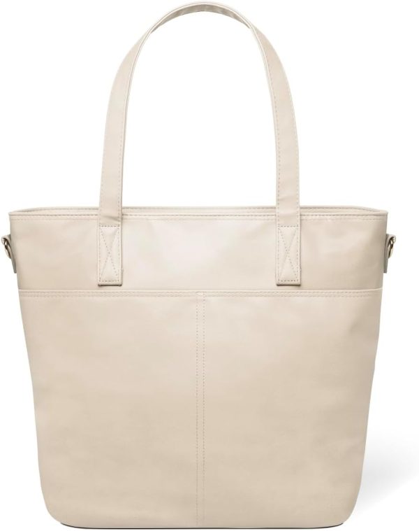 Simple Modern Vegan Leather Tote Bag for Women | Medium Work Purse with Compartments & Laptop Sleeve - Image 6