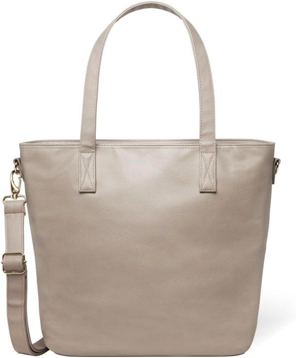 Simple Modern Vegan Leather Tote Bag for Women | Medium Work Purse with Compartments & Laptop Sleeve - Image 7
