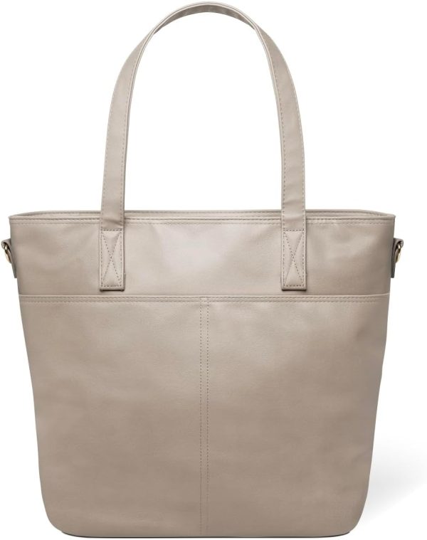 Simple Modern Vegan Leather Tote Bag for Women | Medium Work Purse with Compartments & Laptop Sleeve - Image 8