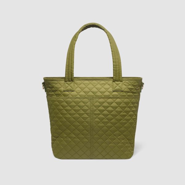 Simple Modern Quilted Tote Bag for Women | Medium Size w/Compartments & Laptop Sleeve | Adjustable Strap | Zipper Top - Image 9
