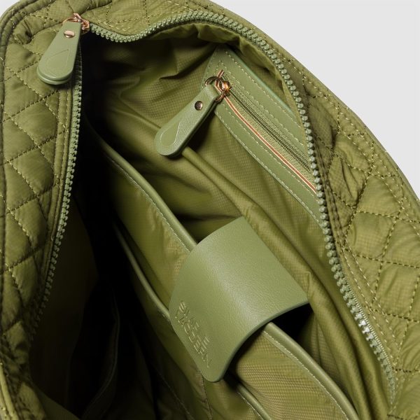 Simple Modern Quilted Tote Bag for Women | Medium Size w/Compartments & Laptop Sleeve | Adjustable Strap | Zipper Top - Image 13