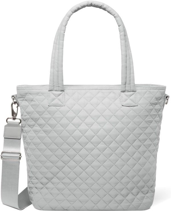 Simple Modern Quilted Tote Bag for Women | Medium Size w/Compartments & Laptop Sleeve | Adjustable Strap | Zipper Top - Image 15