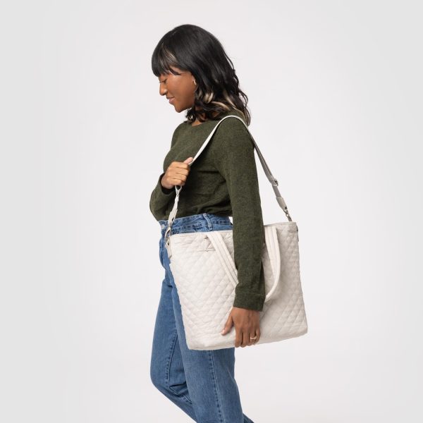 Simple Modern Quilted Tote Bag for Women | Medium Size w/Compartments & Laptop Sleeve | Adjustable Strap | Zipper Top - Image 24