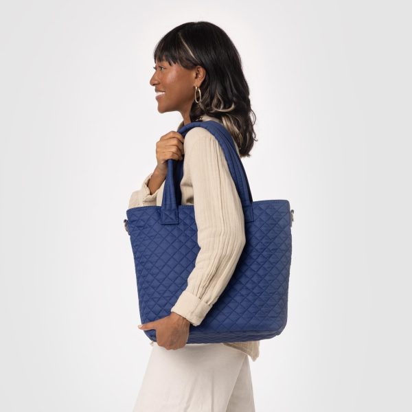 Simple Modern Quilted Tote Bag for Women | Medium Size w/Compartments & Laptop Sleeve | Adjustable Strap | Zipper Top - Image 37
