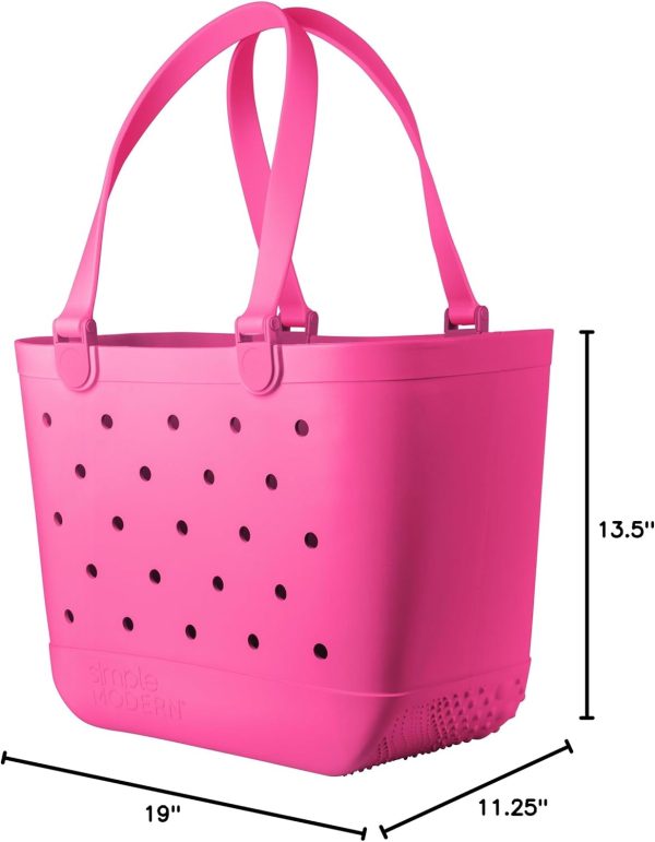Simple Modern Medium Beach Bag | Waterproof Getaway Rubber Tote with Zipper Pocket for Travel, Pool, Boat, Groceries, Sports | Almond Birch - Image 14
