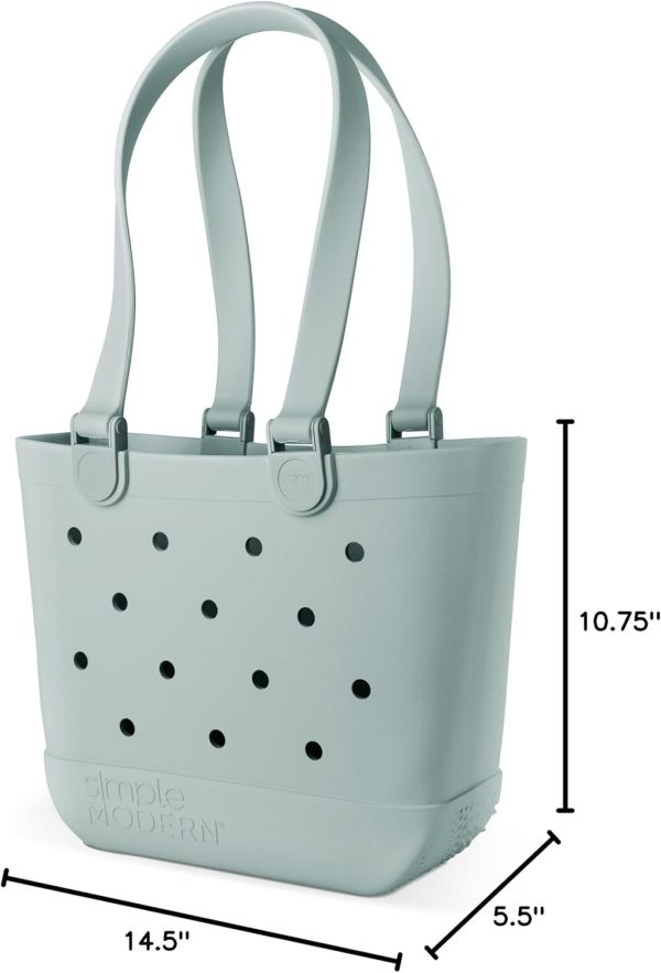 Simple Modern Medium Beach Bag | Waterproof Getaway Rubber Tote with Zipper Pocket for Travel, Pool, Boat, Groceries, Sports | Almond Birch - Image 17