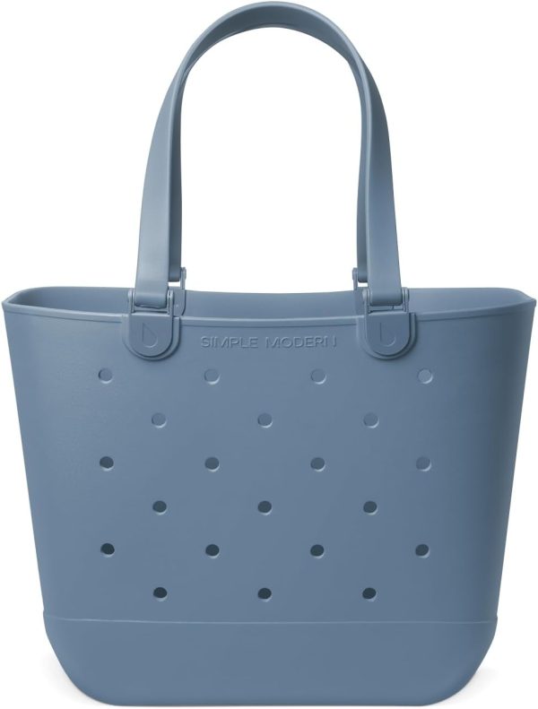 Simple Modern Medium Beach Bag | Waterproof Getaway Rubber Tote with Zipper Pocket for Travel, Pool, Boat, Groceries, Sports | Almond Birch - Image 20