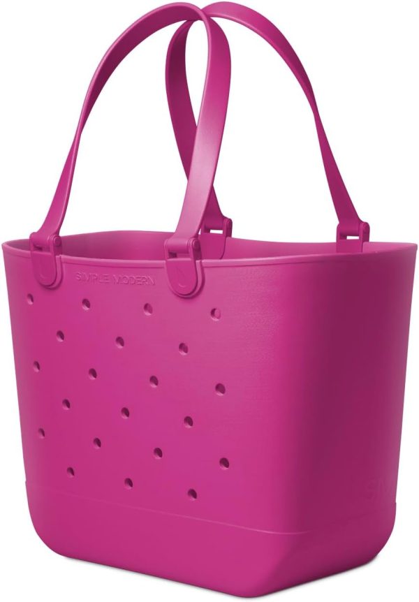 Simple Modern Medium Beach Bag | Waterproof Getaway Rubber Tote with Zipper Pocket for Travel, Pool, Boat, Groceries, Sports | Almond Birch - Image 24