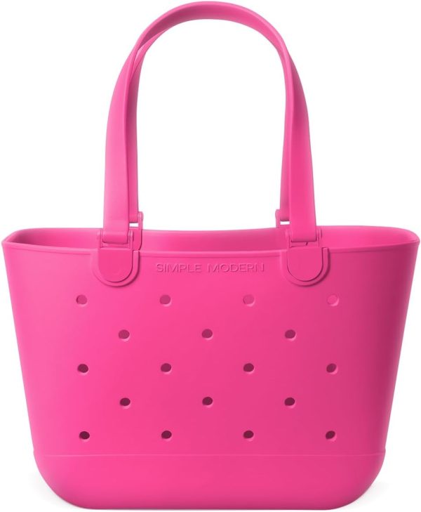 Simple Modern Medium Beach Bag | Waterproof Getaway Rubber Tote with Zipper Pocket for Travel, Pool, Boat, Groceries, Sports | Almond Birch - Image 25