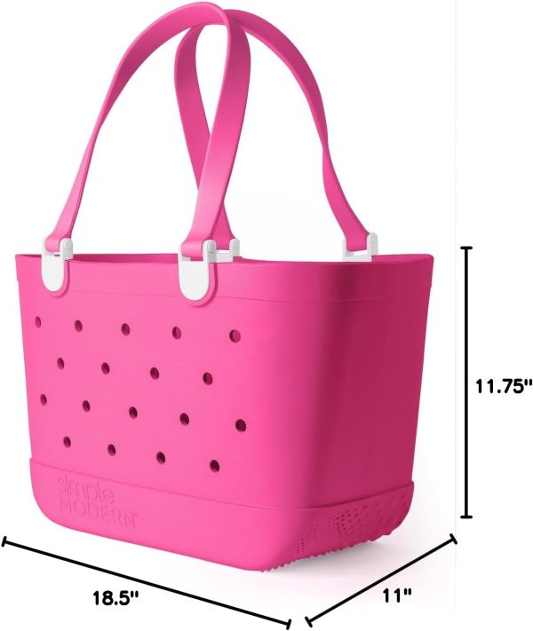Simple Modern Medium Beach Bag | Waterproof Getaway Rubber Tote with Zipper Pocket for Travel, Pool, Boat, Groceries, Sports | Almond Birch - Image 27