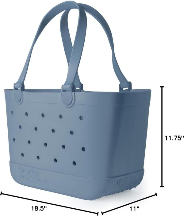 Simple Modern Medium Beach Bag | Waterproof Getaway Rubber Tote with Zipper Pocket for Travel, Pool, Boat, Groceries, Sports | Almond Birch - Image 30