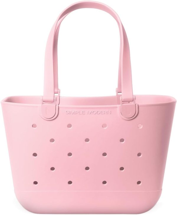 Simple Modern Medium Beach Bag | Waterproof Getaway Rubber Tote with Zipper Pocket for Travel, Pool, Boat, Groceries, Sports | Almond Birch - Image 31