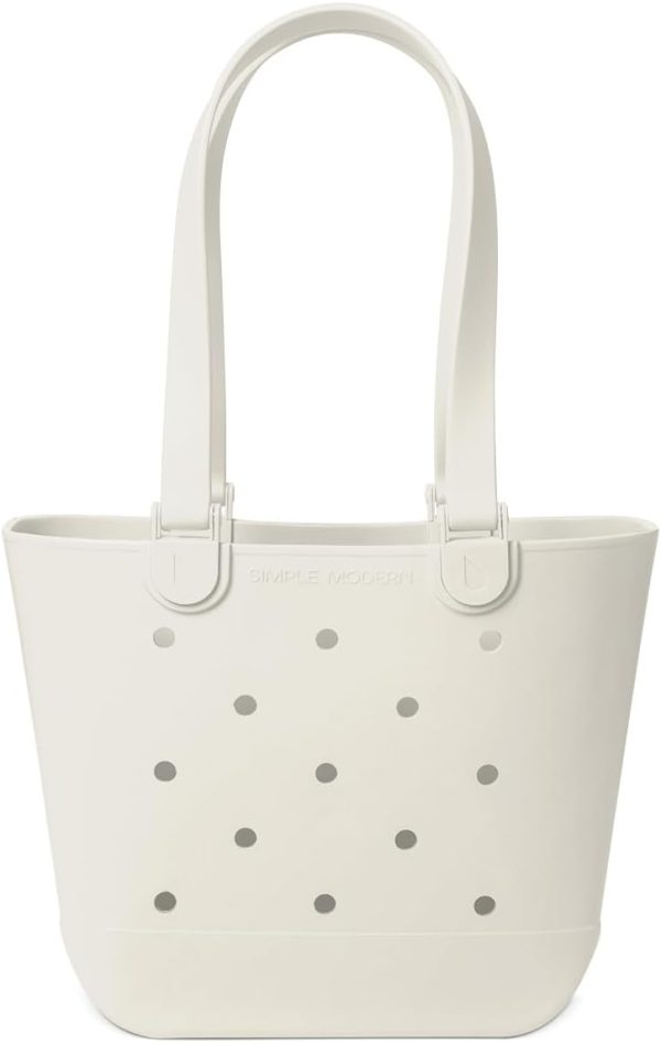 Simple Modern Medium Beach Bag | Waterproof Getaway Rubber Tote with Zipper Pocket for Travel, Pool, Boat, Groceries, Sports | Almond Birch - Image 34