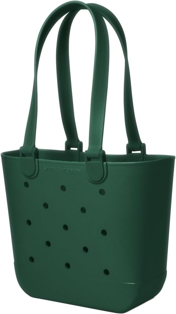 Simple Modern Medium Beach Bag | Waterproof Getaway Rubber Tote with Zipper Pocket for Travel, Pool, Boat, Groceries, Sports | Almond Birch - Image 40