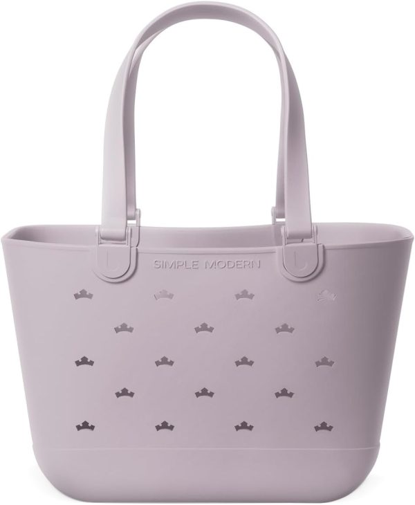 Simple Modern Medium Beach Bag | Waterproof Getaway Rubber Tote with Zipper Pocket for Travel, Pool, Boat, Groceries, Sports | Almond Birch - Image 44