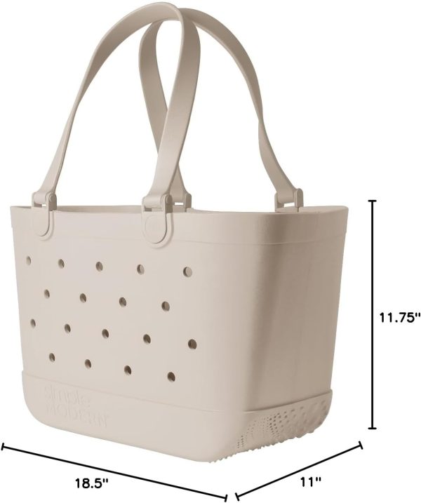 Simple Modern Medium Beach Bag | Waterproof Getaway Rubber Tote with Zipper Pocket for Travel, Pool, Boat, Groceries, Sports | Almond Birch - Image 50