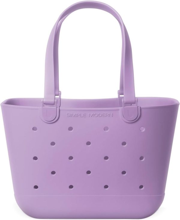 Simple Modern Medium Beach Bag | Waterproof Getaway Rubber Tote with Zipper Pocket for Travel, Pool, Boat, Groceries, Sports | Almond Birch - Image 53