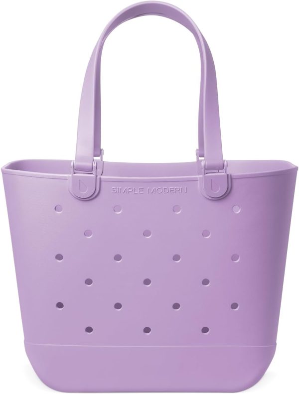 Simple Modern Medium Beach Bag | Waterproof Getaway Rubber Tote with Zipper Pocket for Travel, Pool, Boat, Groceries, Sports | Almond Birch - Image 58