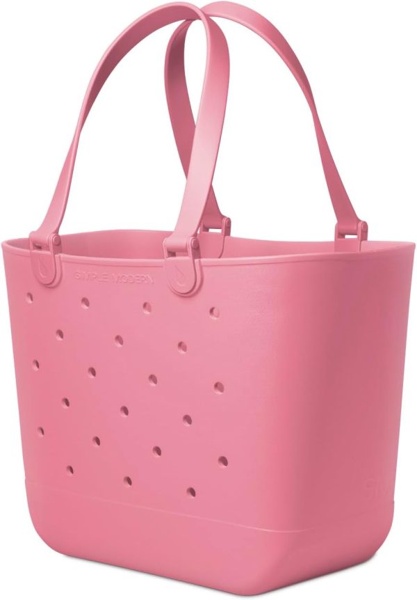 Simple Modern Medium Beach Bag | Waterproof Getaway Rubber Tote with Zipper Pocket for Travel, Pool, Boat, Groceries, Sports | Almond Birch - Image 61