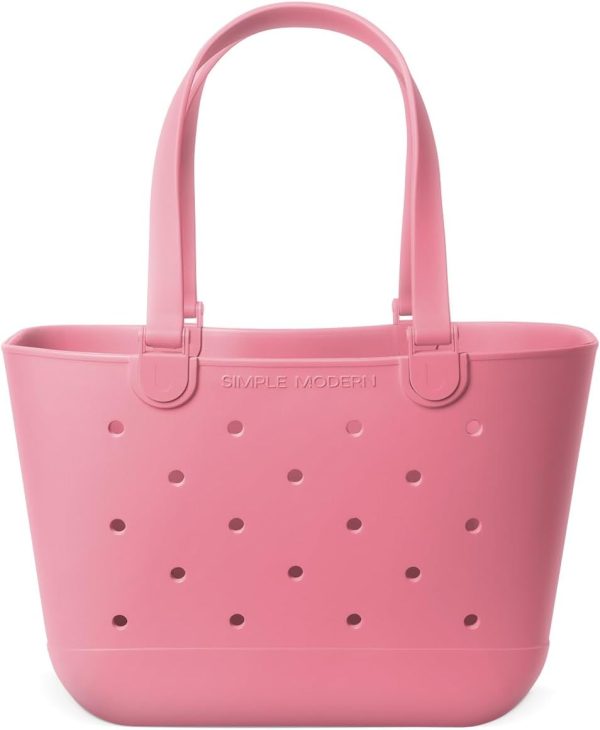 Simple Modern Medium Beach Bag | Waterproof Getaway Rubber Tote with Zipper Pocket for Travel, Pool, Boat, Groceries, Sports | Almond Birch - Image 62