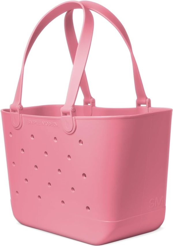 Simple Modern Medium Beach Bag | Waterproof Getaway Rubber Tote with Zipper Pocket for Travel, Pool, Boat, Groceries, Sports | Almond Birch - Image 63