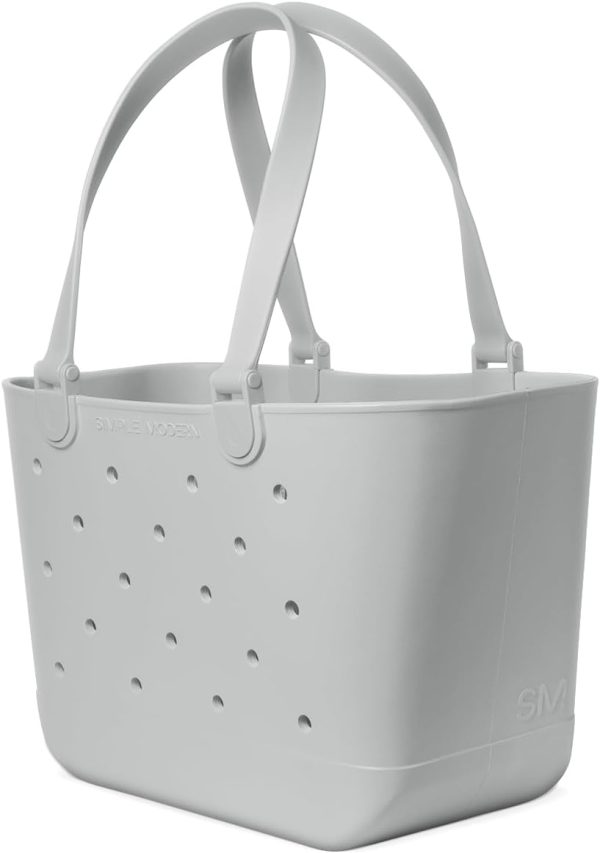 Simple Modern Medium Beach Bag | Waterproof Getaway Rubber Tote with Zipper Pocket for Travel, Pool, Boat, Groceries, Sports | Almond Birch - Image 67