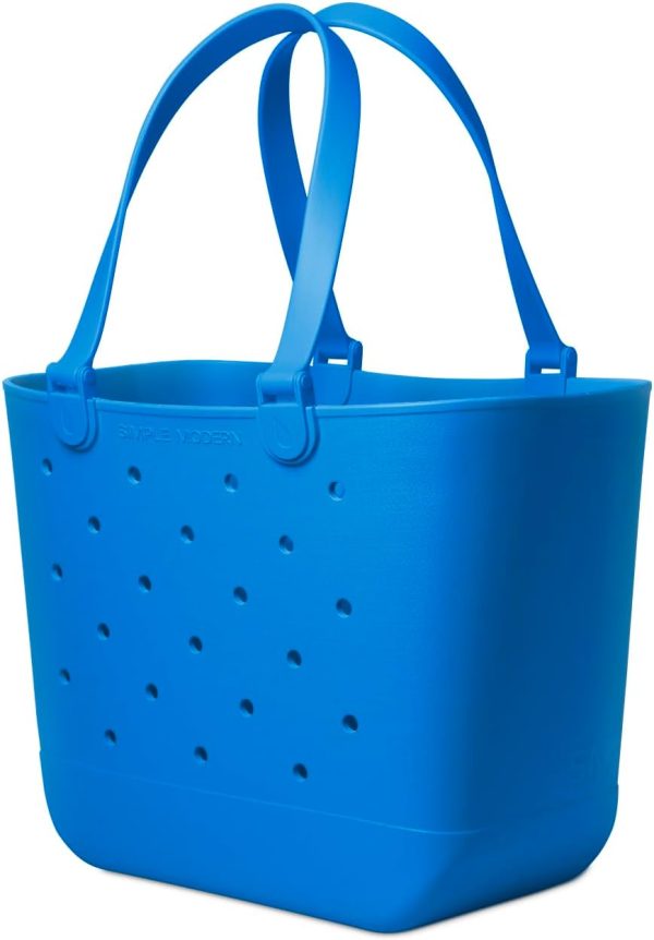 Simple Modern Medium Beach Bag | Waterproof Getaway Rubber Tote with Zipper Pocket for Travel, Pool, Boat, Groceries, Sports | Almond Birch - Image 69