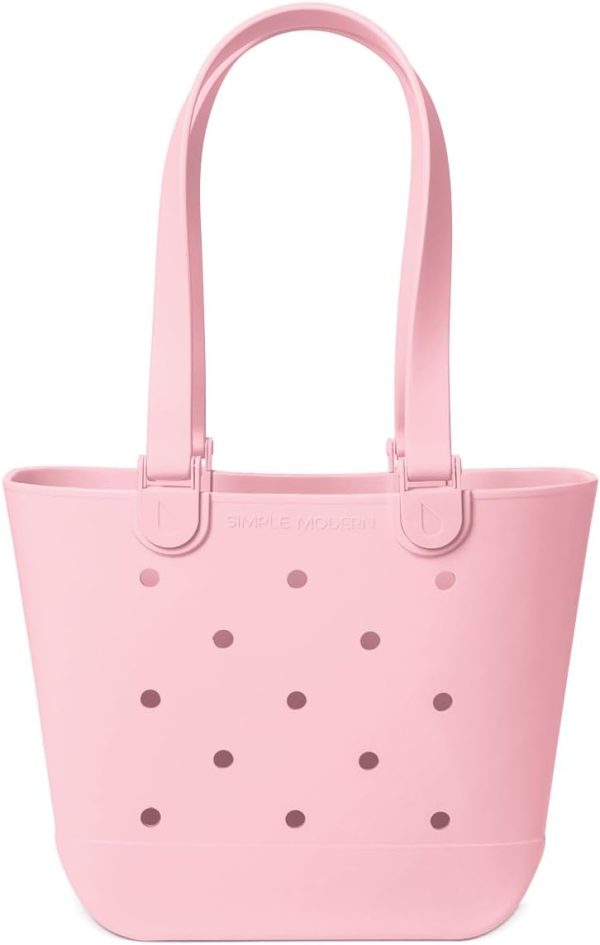 Simple Modern Medium Beach Bag | Waterproof Getaway Rubber Tote with Zipper Pocket for Travel, Pool, Boat, Groceries, Sports | Almond Birch - Image 70