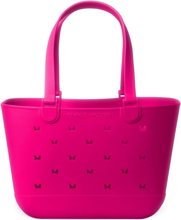 Simple Modern Medium Beach Bag | Waterproof Getaway Rubber Tote with Zipper Pocket for Travel, Pool, Boat, Groceries, Sports | Almond Birch - Image 73