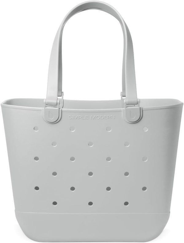 Simple Modern Medium Beach Bag | Waterproof Getaway Rubber Tote with Zipper Pocket for Travel, Pool, Boat, Groceries, Sports | Almond Birch - Image 76