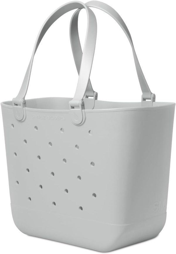 Simple Modern Medium Beach Bag | Waterproof Getaway Rubber Tote with Zipper Pocket for Travel, Pool, Boat, Groceries, Sports | Almond Birch - Image 77