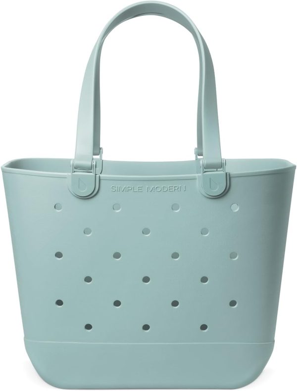 Simple Modern Medium Beach Bag | Waterproof Getaway Rubber Tote with Zipper Pocket for Travel, Pool, Boat, Groceries, Sports | Almond Birch - Image 81