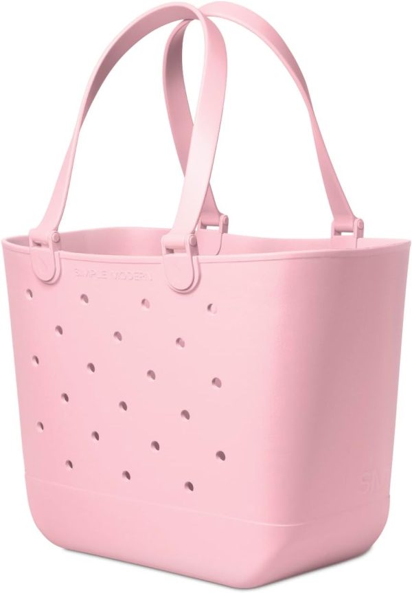 Simple Modern Medium Beach Bag | Waterproof Getaway Rubber Tote with Zipper Pocket for Travel, Pool, Boat, Groceries, Sports | Almond Birch - Image 92
