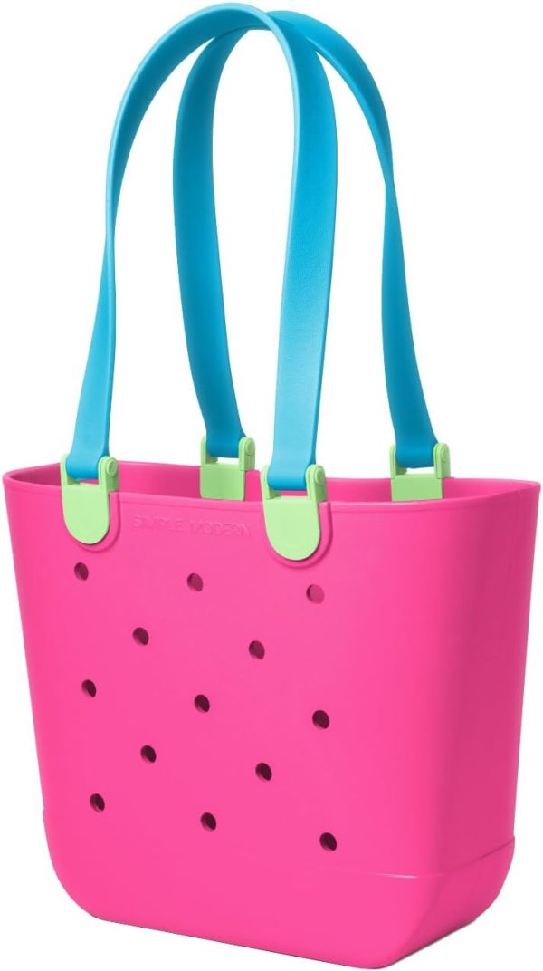 Simple Modern Medium Beach Bag | Waterproof Getaway Rubber Tote with Zipper Pocket for Travel, Pool, Boat, Groceries, Sports | Almond Birch - Image 95