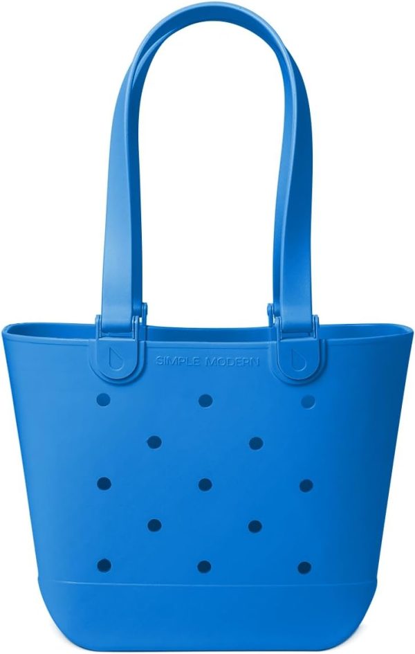 Simple Modern Medium Beach Bag | Waterproof Getaway Rubber Tote with Zipper Pocket for Travel, Pool, Boat, Groceries, Sports | Almond Birch - Image 99