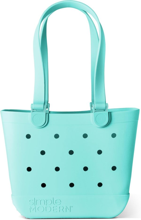Simple Modern Medium Beach Bag | Waterproof Getaway Rubber Tote with Zipper Pocket for Travel, Pool, Boat, Groceries, Sports | Almond Birch - Image 103