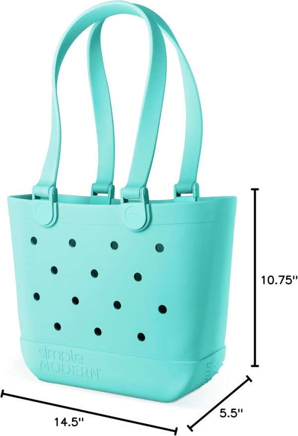 Simple Modern Medium Beach Bag | Waterproof Getaway Rubber Tote with Zipper Pocket for Travel, Pool, Boat, Groceries, Sports | Almond Birch - Image 105