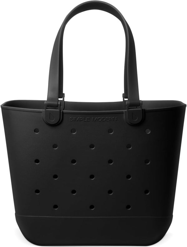 Simple Modern Medium Beach Bag | Waterproof Getaway Rubber Tote with Zipper Pocket for Travel, Pool, Boat, Groceries, Sports | Almond Birch - Image 110