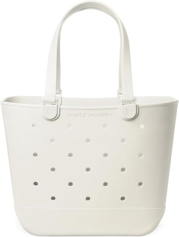 Simple Modern Medium Beach Bag | Waterproof Getaway Rubber Tote with Zipper Pocket for Travel, Pool, Boat, Groceries, Sports | Almond Birch - Image 114